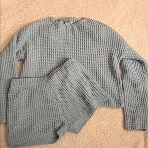 Blue Knit Sweater Set